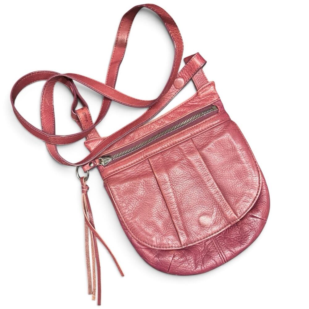 HOBO Burgundy Pebbled Leather Small Purse Crossbody Bag Flap Close Zip